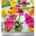 thumbnail image 1 of Soimoi White Velvet Fabric Leaves & Floral Printed Fabric 1 Yard 58 Inch Wide, 1 of 1