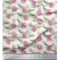 thumbnail image 1 of Soimoi White Velvet Fabric Leaves & Rose Floral Print Fabric by Yard 58 Inch Wide, 1 of 3