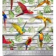 thumbnail image 1 of Soimoi White Velvet Fabric Tropical Leaves & Bird Print Fabric by Yard 60 Inch Wide, 1 of 3