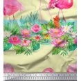 thumbnail image 1 of Soimoi White Viscose Chiffon Fabric Lotus & Flamingo Bird Printed Fabric 1 Yard 42 Inch Wide, 1 of 3