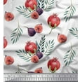 thumbnail image 1 of Soimoi White polyester Crepe Fabric Pomegranate & Fig Fruits Printed Fabric 1 Yard 52 Inch Wide, 1 of 3