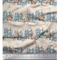 thumbnail image 1 of Soimoi White polyester Crepe Fabric Reindeer & Snowflakes Tree Decor Fabric Printed Yard 42 Inch Wide, 1 of 3