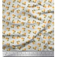 thumbnail image 1 of Soimoi White polyester Crepe Fabric Stripe & Orange Fruits Print Sewing Fabric Yard 42 Inch Wide, 1 of 3