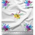 thumbnail image 1 of Soimoi White polyester Crepe Fabric Sunflower & Peony Floral Print Sewing Fabric Yard 52 Inch Wide, 1 of 3