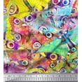 thumbnail image 1 of Soimoi Yellow Cotton Cambric Fabric Colorful Butterfly Print Fabric by the Yard 56 Inch Wide, 1 of 3
