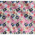 thumbnail image 1 of Soimoi Yellow Cotton Cambric Fabric Leaves & Pink Floral Watercolor Fabric Prints by Yard 42 Inch Wide, 1 of 7