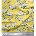 thumbnail image 1 of Soimoi Yellow Cotton Duck Fabric Leaves & Magnolia Floral Printed Fabric 1 Yard 42 Inch Wide, 1 of 3
