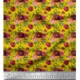 thumbnail image 1 of Soimoi Yellow Cotton Duck Fabric Leaves & Ranunculus Floral Print Sewing Fabric Yard 42 Inch Wide, 1 of 3