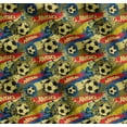 thumbnail image 1 of Soimoi Yellow Cotton Poplin Fabric Brush Stroke & Football Sports Print Fabric by the Yard 56 Inch Wide, 1 of 7