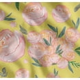 thumbnail image 1 of Soimoi Yellow Cotton Poplin Fabric Leaves & Peach Floral Watercolor Print Fabric by Yard 56 Inch Wide, 1 of 7