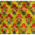 thumbnail image 1 of Soimoi Yellow Cotton Poplin Fabric Leaves & Poppy Floral Print Fabric by the Yard 56 Inch Wide, 1 of 7