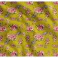 thumbnail image 1 of Soimoi Yellow Cotton Poplin Fabric Ranunculus & Roses Floral Print Fabric by the Yard 58 Inch Wide, 1 of 7