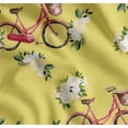 thumbnail image 1 of Soimoi Yellow Cotton Poplin Fabric Roses & Bicycle Transport Print Fabric by Yard 42 Inch Wide, 1 of 7