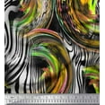 thumbnail image 1 of Soimoi Yellow Cotton Poplin Fabric Stripe & Leopard Animal Skin Decor Fabric Printed BTY 56 Inch Wide, 1 of 3