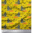 thumbnail image 1 of Soimoi Yellow Cotton Voile Fabric Bat & Haunted House Halloween Printed Fabric 1 Yard 42 Inch Wide, 1 of 3