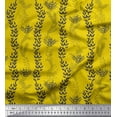 thumbnail image 1 of Soimoi Yellow Cotton Voile Fabric Stencil Leaves Decor Fabric Printed Yard 56 Inch Wide, 1 of 3
