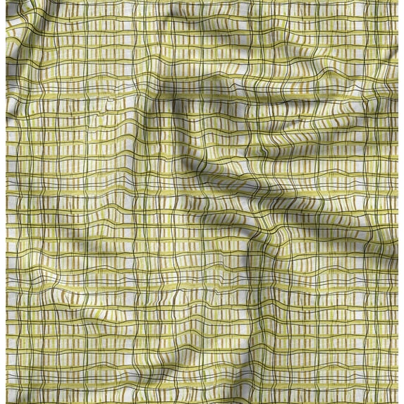 Soimoi Yellow Fabric - By the Yard - 56 Inch Wide - Stripes, Checks Floral Textile - Classic and Trendy Patterns for Fashionable Creations Printed Fabric