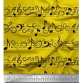 thumbnail image 1 of Soimoi Yellow Georgette Viscose Fabric Notes Musical Instrument Print Fabric by Yard 42 Inch Wide, 1 of 3