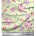 thumbnail image 1 of Soimoi Yellow Heavy Canvas Fabric Leaves & Periwinkle Floral Print Sewing Fabric Yard 58 Inch Wide, 1 of 3