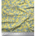 thumbnail image 1 of Soimoi Yellow Japan Crepe Satin Fabric Forget Me Not Bush Floral Printed Craft Fabric 1 Yard 44 Inch Wide, 1 of 3