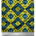 thumbnail image 1 of Soimoi Yellow Moss Georgette Fabric Check & Geometric Printed Craft Fabric by the Yard 42 Inch Wide, 1 of 1