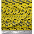 thumbnail image 1 of Soimoi Yellow Poly Georgette Fabric Artistic Insects Print Sewing Fabric BTY 52 Inch Wide, 1 of 1