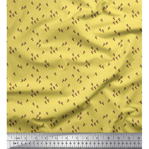 Soimoi Yellow Rayon Fabric Giraffe Face Animal Printed Craft Fabric by The Yard 42 Inch Wide