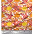 thumbnail image 1 of Soimoi Yellow Silk Fabric Autumn Leaves Print Fabric by the Yard 42 Inch Wide, 1 of 3