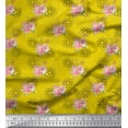 thumbnail image 1 of Soimoi Yellow Velvet Fabric Floral & Geometric Print Sewing Fabric BTY 58 Inch Wide, 1 of 3