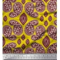 thumbnail image 1 of Soimoi Yellow polyester Crepe Fabric Maroon Paisley Printed Fabric 1 Yard 42 Inch Wide, 1 of 1