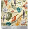 thumbnail image 1 of Soimoi Yellow polyester Crepe Fabric Mixed Vegetable Printed Fabric 1 Yard 42 Inch Wide, 1 of 3