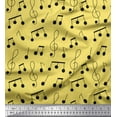 thumbnail image 1 of Soimoi Yellow polyester Crepe Fabric Notes Musical Instrument Printed Craft Fabric by the Yard 42 Inch Wide, 1 of 3