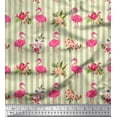thumbnail image 1 of Soimoi Yellow polyester Crepe Fabric Stripe & Flamingo Floral Fabric Prints By Yard 52 Inch Wide, 1 of 3
