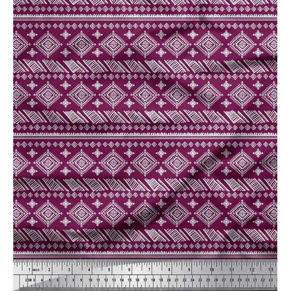 Soimoi polyester Crepe Fabric Aztec African Print Fabric by the Yard 42 Inch Wide