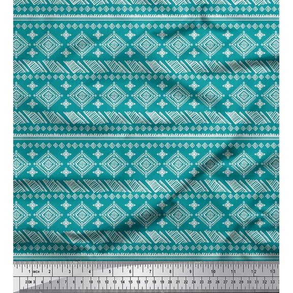 Soimoi polyester Crepe Fabric Aztec African Printed Fabric 1 Yard 42 Inch Wide