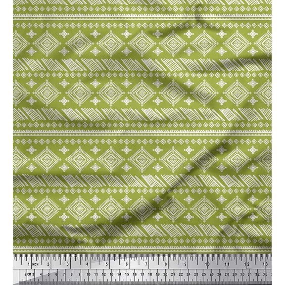 Soimoi polyester Crepe Fabric Aztec African Printed Fabric 1 Yard 42 Inch Wide