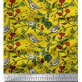 thumbnail image 1 of Soimoi polyester Crepe Fabric Bird & Leaf Bird Printed Craft Fabric by the Yard 52 Inch Wide, 1 of 1