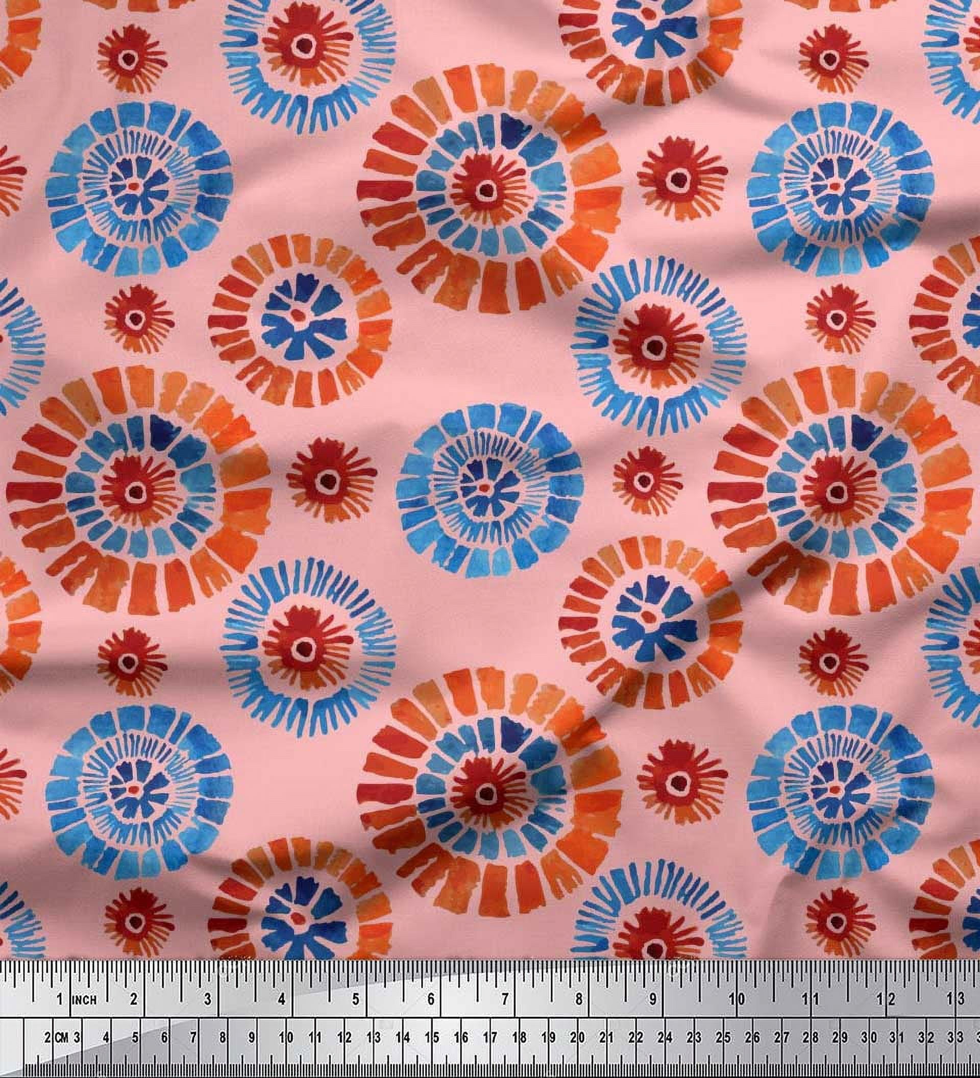 Soimoi polyester Crepe Fabric Brush Stroke Abstract Print Fabric by the Yard 52 Inch Wide