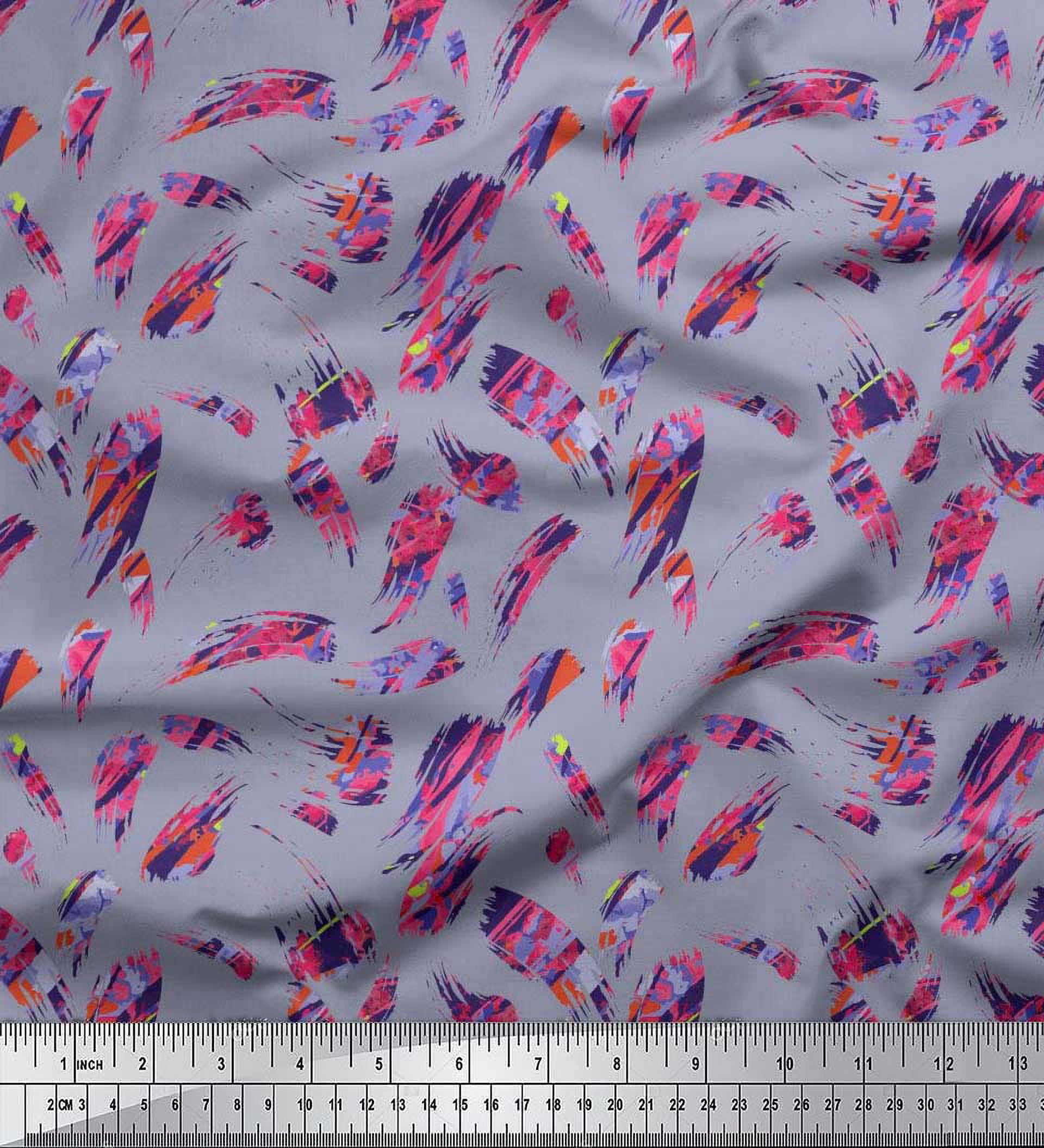 Soimoi polyester Crepe Fabric Brush Stroke Abstract Print Sewing Fabric Yard 52 Inch Wide