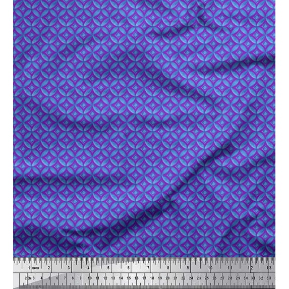 Soimoi polyester Crepe Fabric Circle & Curve Diamond Geometric Printed Fabric 1 Yard 42 Inch Wide