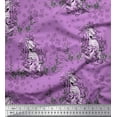 thumbnail image 1 of Soimoi polyester Crepe Fabric Clover Grass & Lion Animal Decor Fabric Printed Yard 52 Inch Wide, 1 of 1