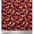 thumbnail image 1 of Soimoi polyester Crepe Fabric Dot,Leaves & Fox Animal Printed Craft Fabric by the Yard 52 Inch Wide, 1 of 1