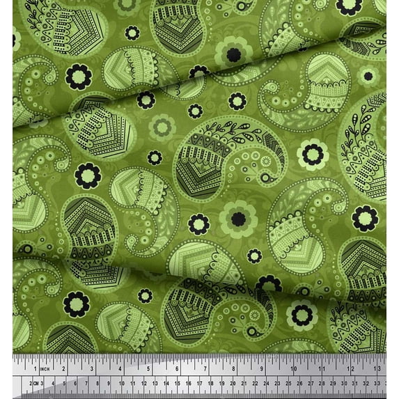 Soimoi polyester Crepe Fabric Floral & Paisley Print Fabric by the Yard 52 Inch Wide