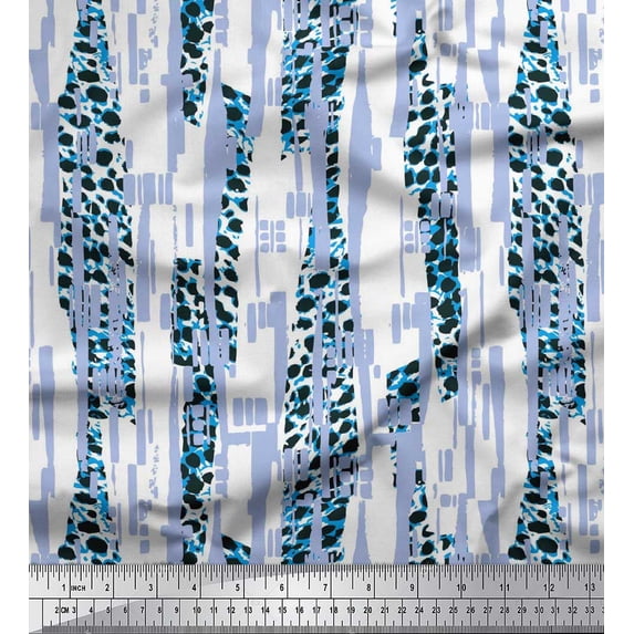 Soimoi polyester Crepe Fabric Leopard Animal Skin Printed Craft Fabric by the Yard 42 Inch Wide
