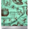 thumbnail image 1 of Soimoi polyester Crepe Fabric Magnet,Glass & Hat Fashion Printed Fabric 1 Yard 52 Inch Wide, 1 of 1
