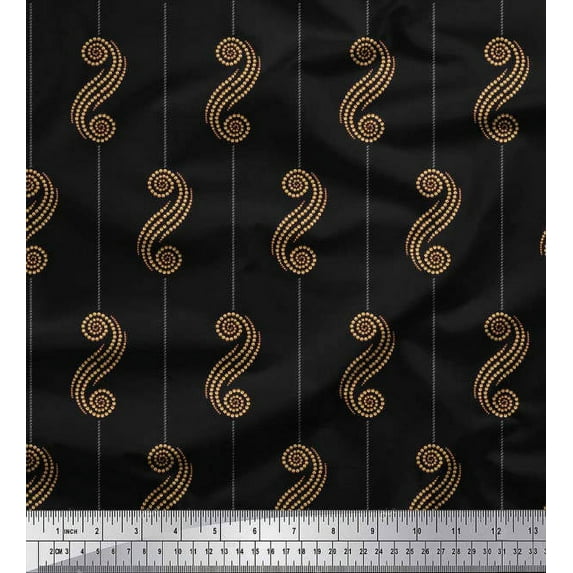 Soimoi polyester Crepe Fabric Stripe & Dotted Swirl Abstract Fabric Prints By Yard 52 Inch Wide