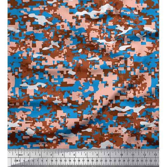 Soimoi polyester Crepe Fabric Two Tone Camouflage Print Sewing Fabric Yard 52 Inch Wide