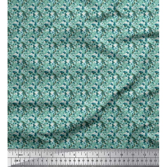 Soimoi polyester Crepe Fabric Two Tone With White Camouflage Printed Craft Fabric by the Yard 42 Inch Wide