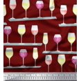thumbnail image 1 of Soimoi polyester Crepe Fabric Wine Glass Bar Printed Craft Fabric by the Yard 42 Inch Wide, 1 of 3