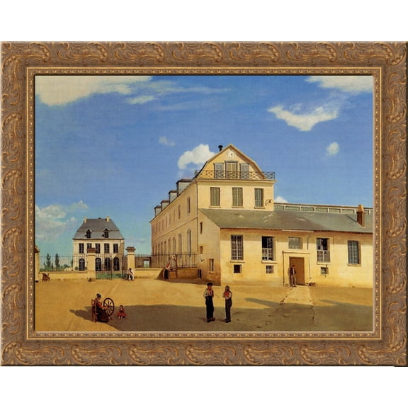 Soissons, Houses and Factory of Mr. Henry 24x20 Gold Ornate Wood Framed Canvas Art by Camille Corot